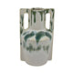 Zyma Modern Vase with Dual H&le | Green Drip Glaze | White Ceramic