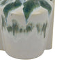 Zyma Modern Vase with Dual H&le | Green Drip Glaze | White Ceramic
