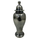 Anila Traditional Temple Jar with Dome Lid | Black Chrome Metal 21"