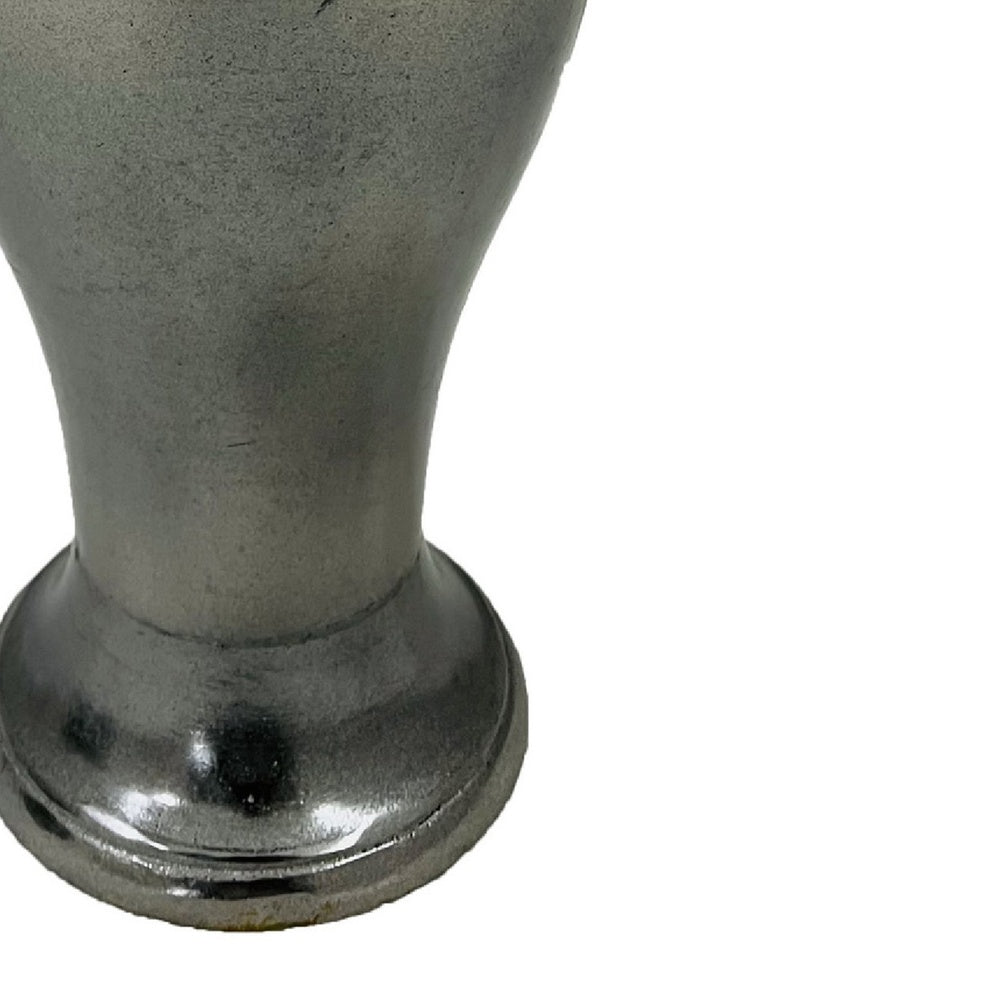 Anila Traditional Temple Jar with Dome Lid | Black Chrome Metal 21"
