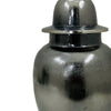 Anila Traditional Temple Jar with Dome Lid | Black Chrome Metal 21"