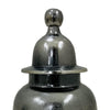 Anila Traditional Temple Jar with Dome Lid | Black Chrome Metal 21"