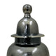 Anila Traditional Temple Jar with Dome Lid | Black Chrome Metal 21"