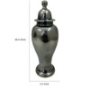 Anila Traditional Temple Jar with Dome Lid | Black Chrome Metal 21"