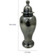Anila Traditional Temple Jar with Dome Lid | Black Chrome Metal 21"