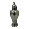 Anila Traditional Temple Jar with Dome Lid | Black Chrome Metal 17"