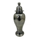 Anila Traditional Temple Jar with Dome Lid | Black Chrome Metal 17"