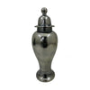 Anila Traditional Temple Jar with Dome Lid | Black Chrome Metal 17"