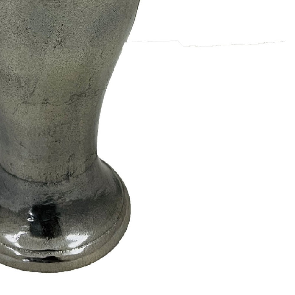 Anila Traditional Temple Jar with Dome Lid | Black Chrome Metal 17"