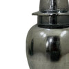 Anila Traditional Temple Jar with Dome Lid | Black Chrome Metal 17"