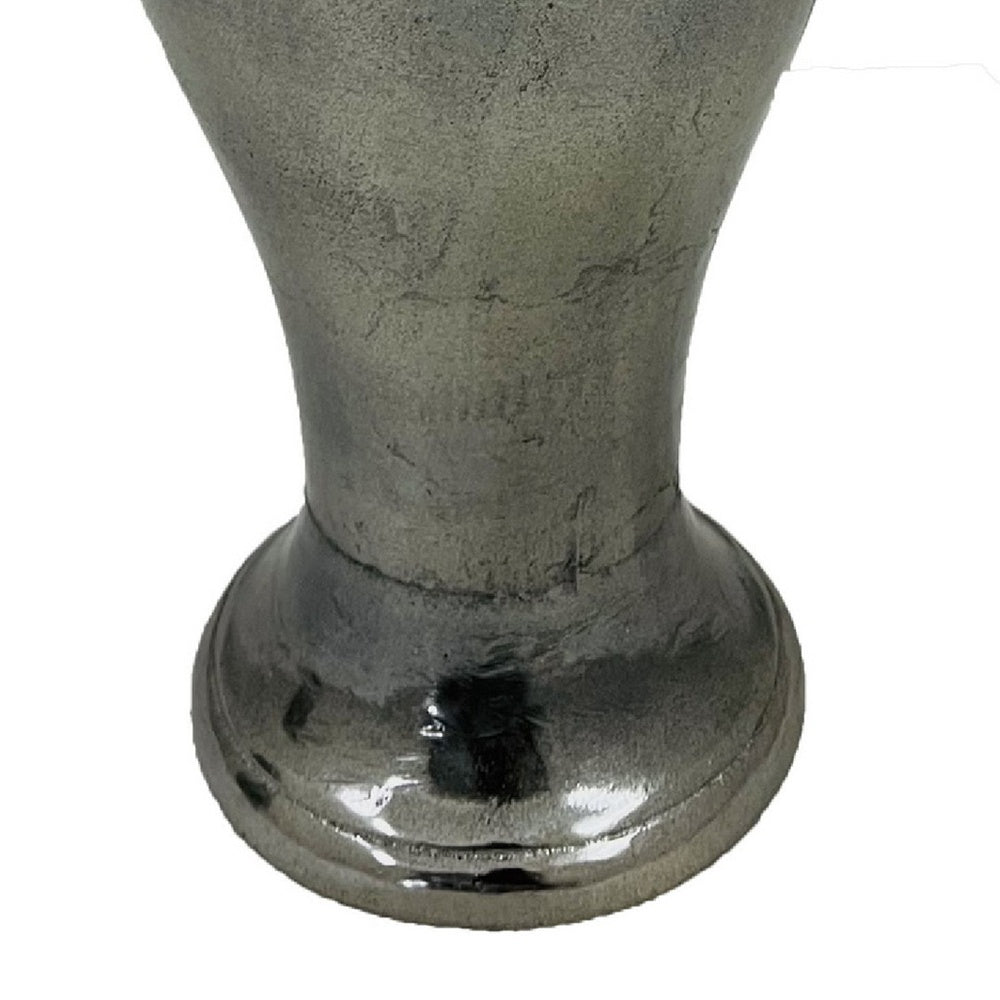Anila Traditional Temple Jar with Dome Lid | Black Chrome Metal 17"