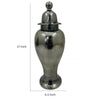 Anila Traditional Temple Jar with Dome Lid | Black Chrome Metal 17"