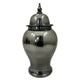 Anila Traditional Temple Jar with Dome Lid | Black Chrome Metal 21"