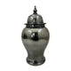 Anila Traditional Temple Jar with Dome Lid | Black Chrome Metal 21"