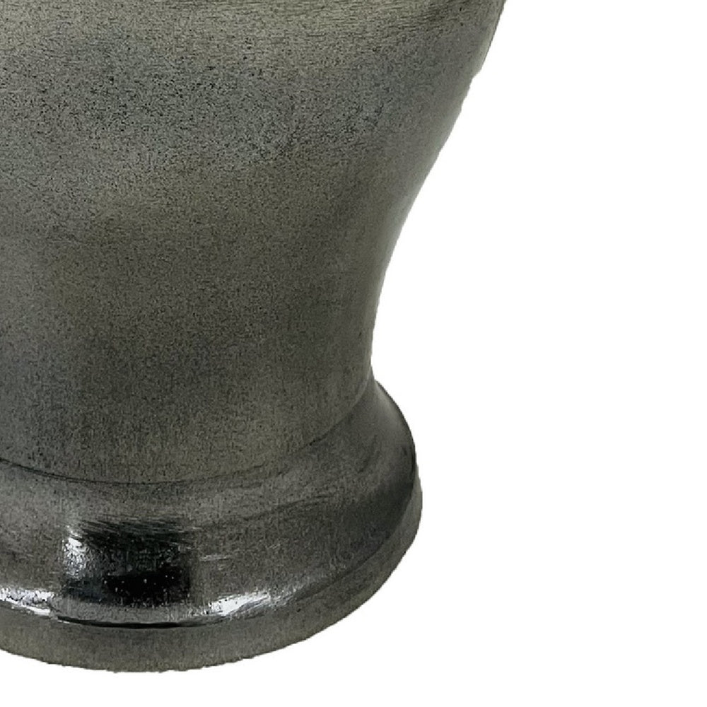 Anila Traditional Temple Jar with Dome Lid | Black Chrome Metal 21"
