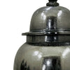 Anila Traditional Temple Jar with Dome Lid | Black Chrome Metal 21"