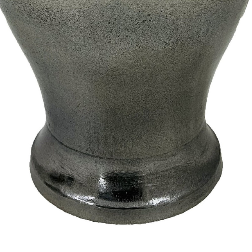 Anila Traditional Temple Jar with Dome Lid | Black Chrome Metal 21"