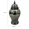 Anila Traditional Temple Jar with Dome Lid | Black Chrome Metal 21"