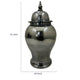 Anila Traditional Temple Jar with Dome Lid | Black Chrome Metal 21"