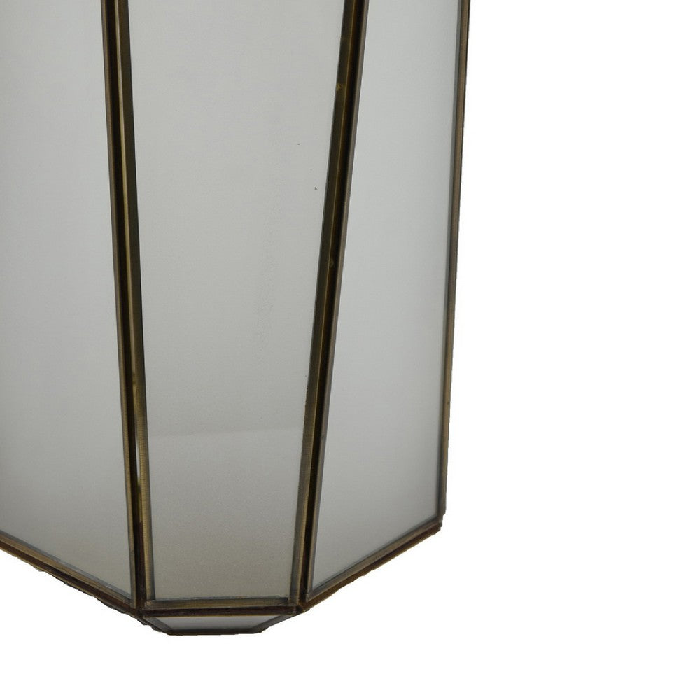 Raha Vintage Lantern with Frosted Glass Panels | Bronze Metal Frame 13"