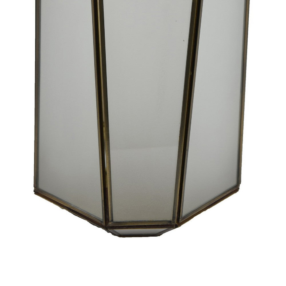 Raha Vintage Lantern with Frosted Glass Panels | Bronze Metal Frame 13"
