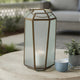 Raha Vintage Lantern with Frosted Glass Panels | Bronze Metal Frame 13"