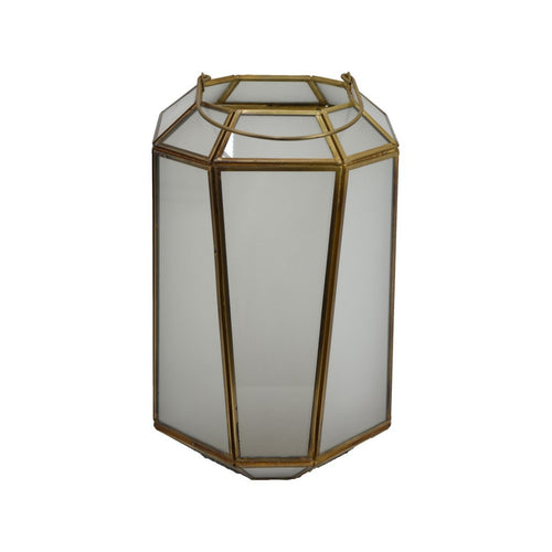 Raha Vintage Lantern with Frosted Glass Panels | Bronze Metal Frame 11"