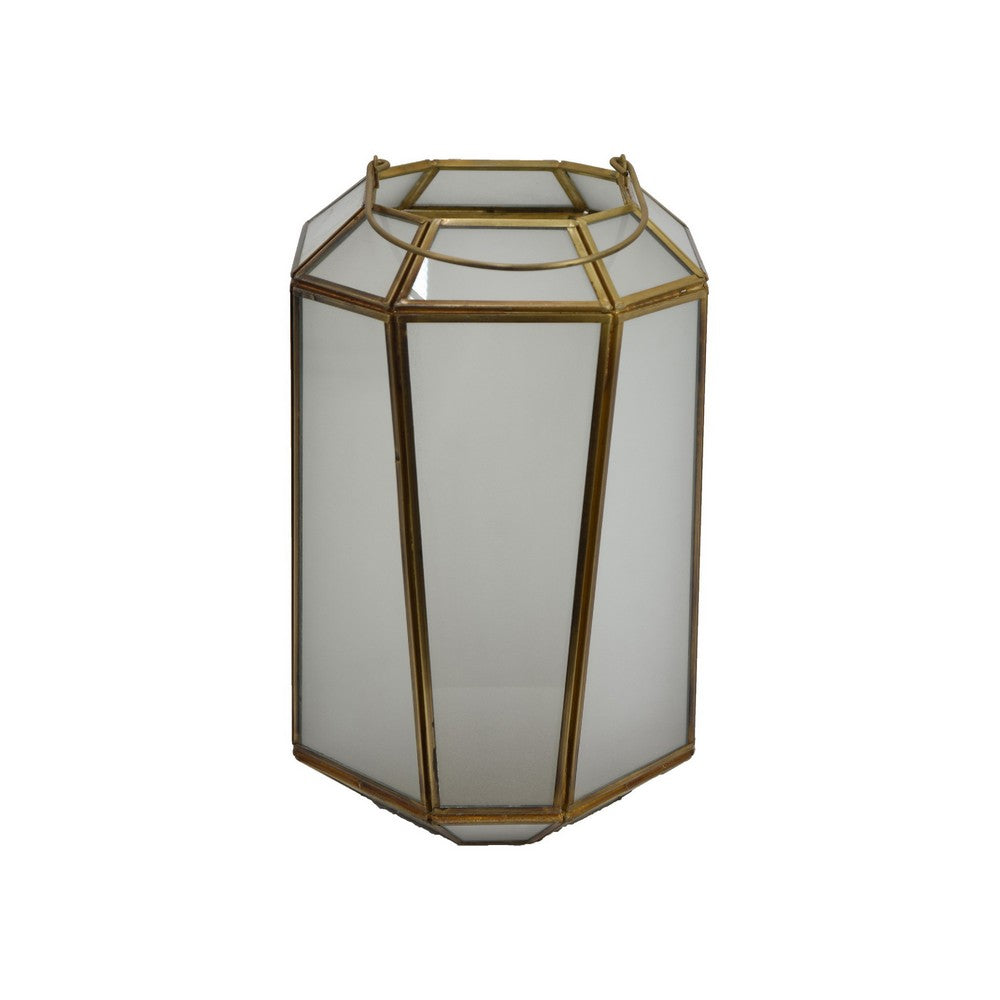 Raha Vintage Lantern with Frosted Glass Panels | Bronze Metal Frame 11"