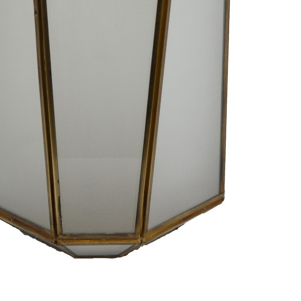 Raha Vintage Lantern with Frosted Glass Panels | Bronze Metal Frame 11"