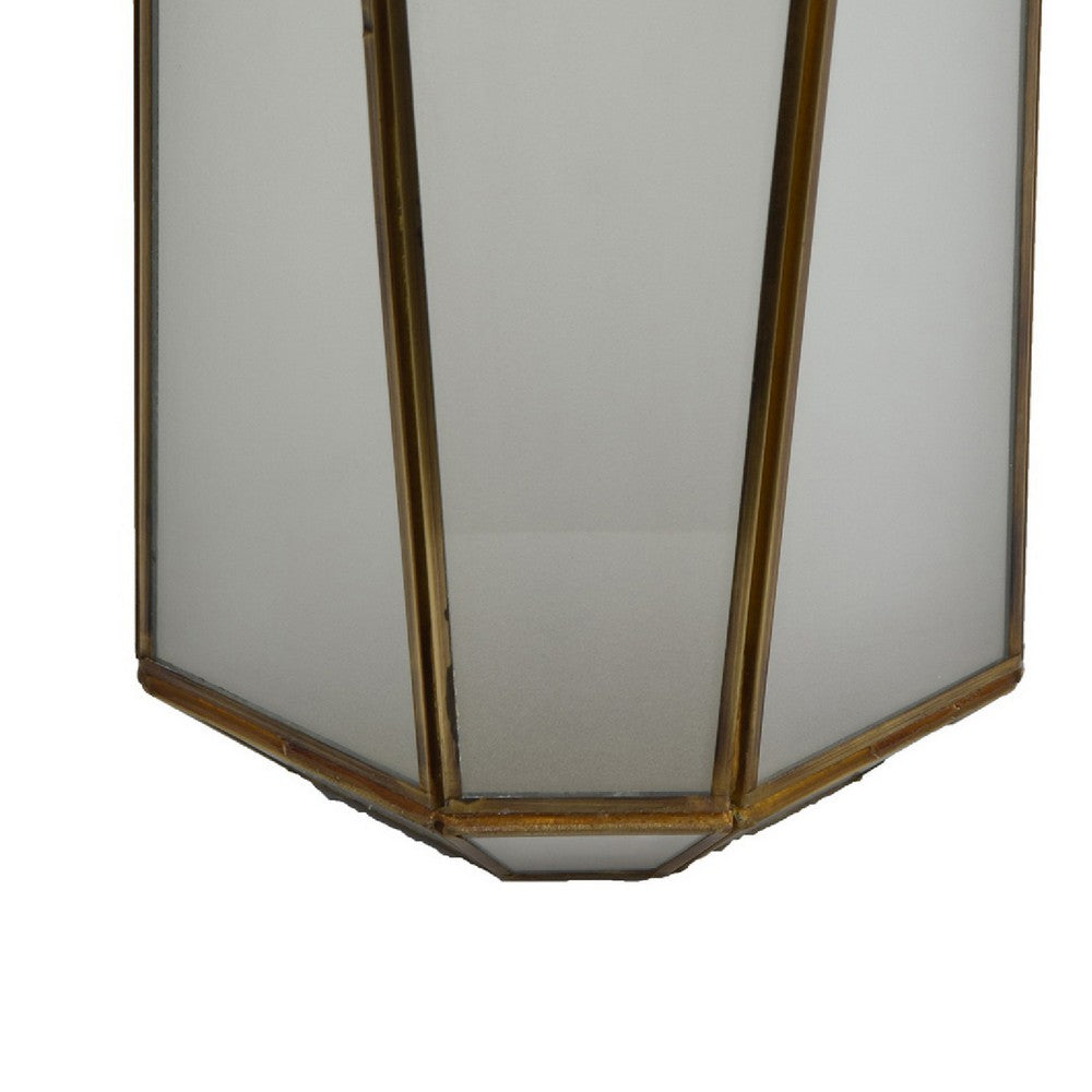 Raha Vintage Lantern with Frosted Glass Panels | Bronze Metal Frame 11"