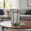Raha Vintage Lantern with Frosted Glass Panels | Bronze Metal Frame 11"