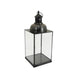 Glenn Vintage Style Lantern | Glass Panels | H&le Top Ring | Gray Metal 15"