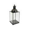 Glenn Vintage Style Lantern | Glass Panels | H&le Top Ring | Gray Metal 15"