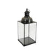 Glenn Vintage Style Lantern | Glass Panels | H&le Top Ring | Gray Metal 15"