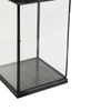 Glenn Vintage Style Lantern | Glass Panels | H&le Top Ring | Gray Metal 15"