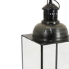 Glenn Vintage Style Lantern | Glass Panels | H&le Top Ring | Gray Metal 15"