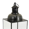 Glenn Vintage Style Lantern | Glass Panels | H&le Top Ring | Gray Metal 15"
