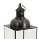 Glenn Vintage Style Lantern | Glass Panels | H&le Top Ring | Gray Metal 15"