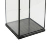 Glenn Vintage Style Lantern | Glass Panels | H&le Top Ring | Gray Metal 15"