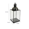 Glenn Vintage Style Lantern | Glass Panels | H&le Top Ring | Gray Metal 15"