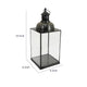 Glenn Vintage Style Lantern | Glass Panels | H&le Top Ring | Gray Metal 15"