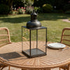 Glenn Vintage Style Lantern | Glass Panels | H&le Top Ring | Gray Metal 15"