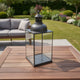 Glenn Vintage Style Lantern | Glass Panels | H&le Top Ring | Gray Metal 15"