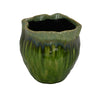 Ashly Decorative Planter with Scalloped Rim | Green Textured Ceramic 8"