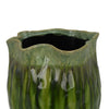 Ashly Decorative Planter with Scalloped Rim | Green Textured Ceramic 11"