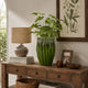 Ashly Decorative Planter with Scalloped Rim | Green Textured Ceramic 11"
