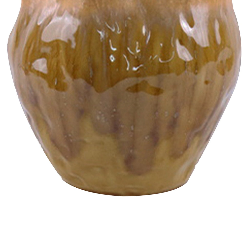 Ashly Decorative Planter with Scalloped Rim | Yellow Textured Ceramic 8"
