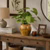 Ashly Decorative Planter with Scalloped Rim | Yellow Textured Ceramic 8"