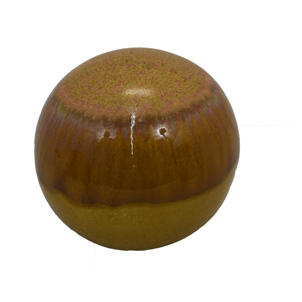 Nash Decorative Orb with Glossy Mustard Yellow Finish | Ceramic 8"
