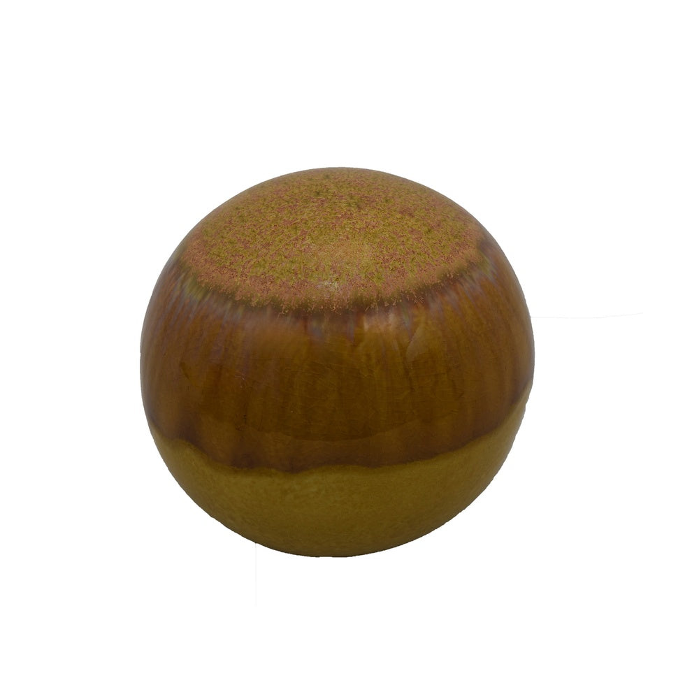 Nash Decorative Orb with Glossy Mustard Yellow Finish | Ceramic 8"